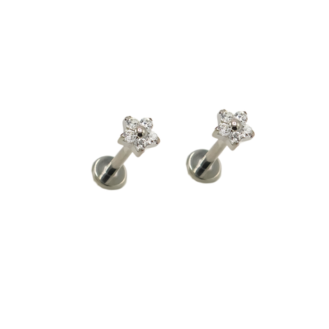 Aros flor titanio zirconia ASTM F136 G26 plateados-0