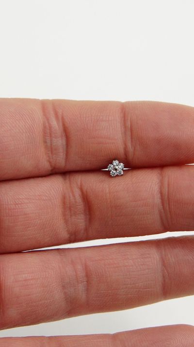 Aros flor titanio zirconia ASTM F136 G26 plateados-8