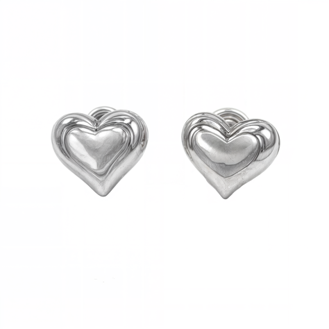 Aros Sin Perforacion corazon chunky bañado En plata-0