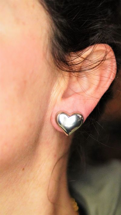 Aros Sin Perforacion corazon chunky bañado En plata-2