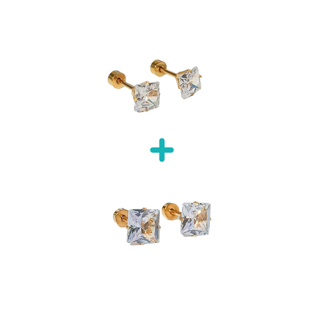 Pack De Aros Punto Luz 6mm 7mm Cuadrado Chapados En Oro 18k-1