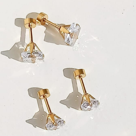 Pack De Aros Punto Luz 6mm 7mm Cuadrado Chapados En Oro 18k-4