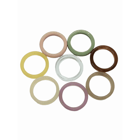 Set 8 Anillos Resina Colores Juvenil Frescos Coloridos Midi-0