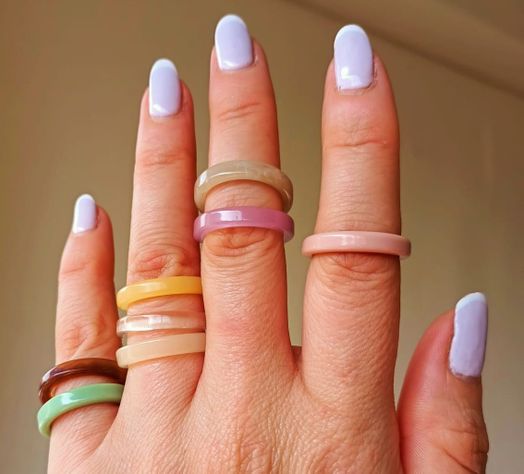 Set 8 Anillos Resina Colores Juvenil Frescos Coloridos Midi-5