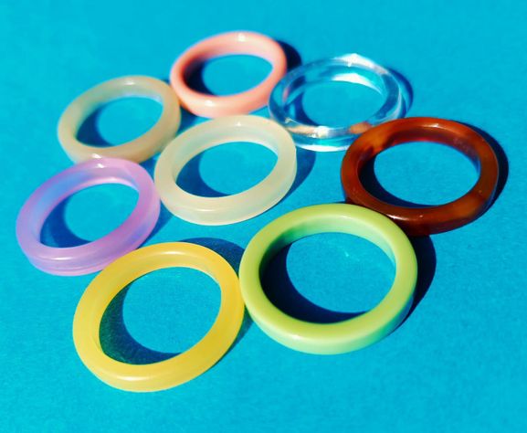Set 8 Anillos Resina Colores Juvenil Frescos Coloridos Midi-4