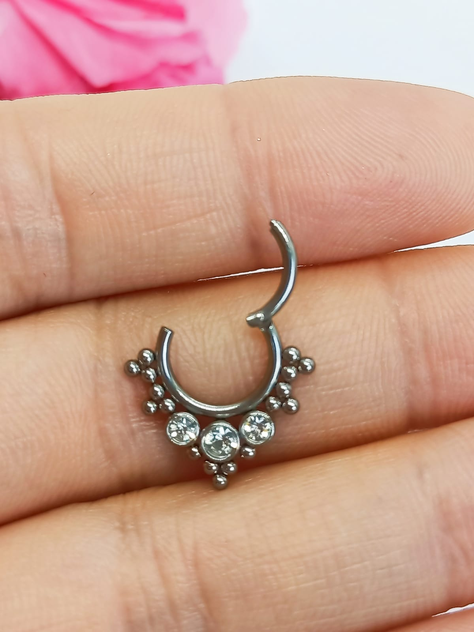 Septum Corona de Acero Tribal Funcional oreja, Tragus, Daith y nariz-4