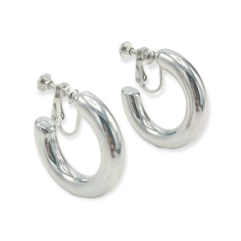 Aros Sin Perforacion Argollas skinny Chunky Plateadas-0