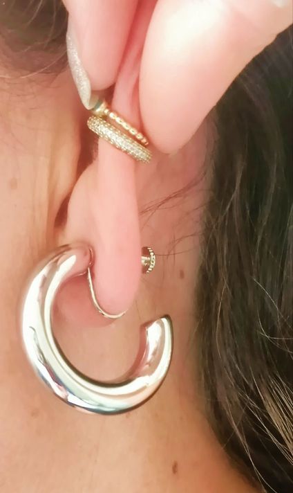 Aros Sin Perforacion Argollas skinny Chunky Plateadas-3