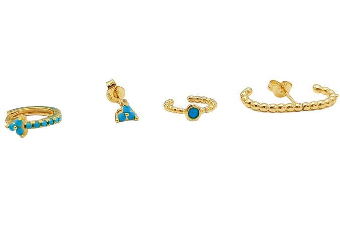 Set Conjunto Huggies modelo Aquarius chapados En Oro 18kl-5