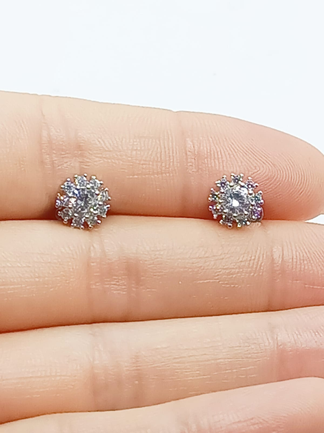 Pendientes ancla dermica microdermal Flor de Titanio con zirconio-3