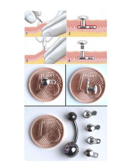 Pendientes ancla dermica microdermal Flor de Titanio con zirconio-4