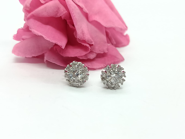 Pendientes ancla dermica microdermal Flor de Titanio con zirconio-2
