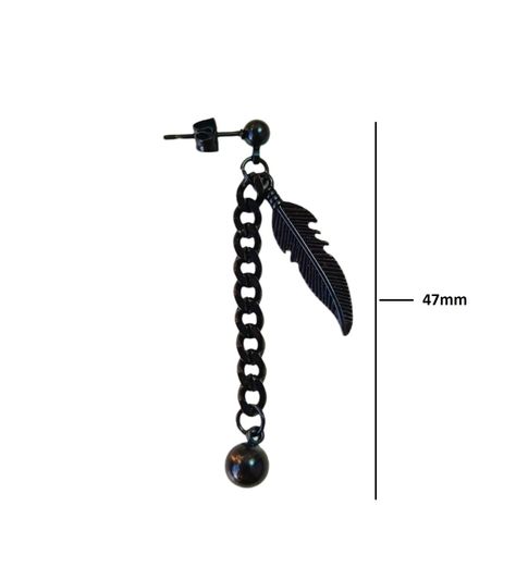 Pendiente Largo Kpop Pluma Eslabón Moda Cosplay Punk Unidad Negro-3