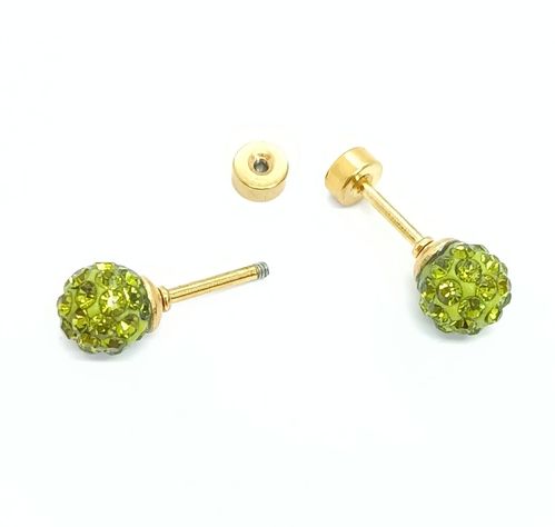 Aros Punto Luz Acero Bola Fuego verde Chapado-3