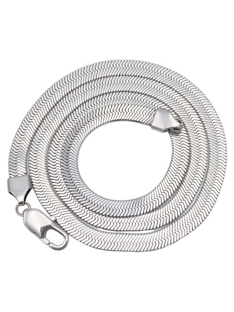 Colgante Cadena Tejido Serpiente Plateado Hipoalergénico-0