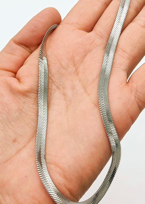 Colgante Cadena Tejido Serpiente Plateado Hipoalergénico-5