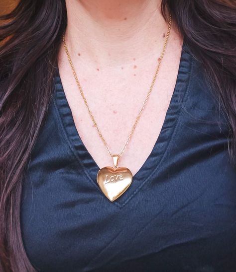 Camafeo Relicario con forma de Corazón Love/Amor  Guardafoto Guardapelo -3