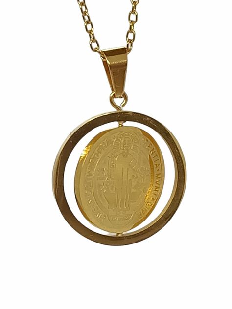 Colgante Medalla San Benito Giratorio Antiestrés-0