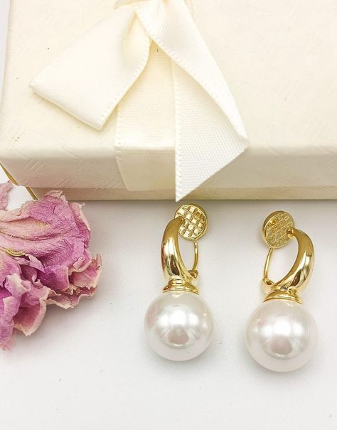 Aros Perla Chapado En Oro 18k Earcuff Sin Perforacion-1