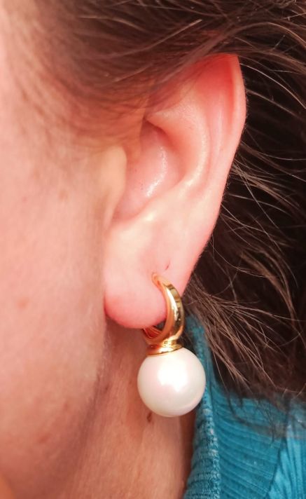Aros Perla Chapado En Oro 18k Earcuff Sin Perforacion-2