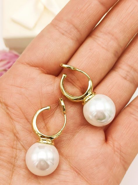 Aros Perla Chapado En Oro 18k Earcuff Sin Perforacion-3