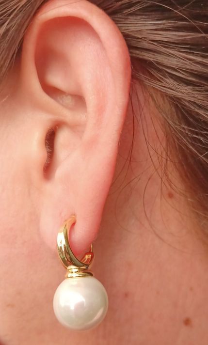 Aros Perla Chapado En Oro 18k Earcuff Sin Perforacion-5