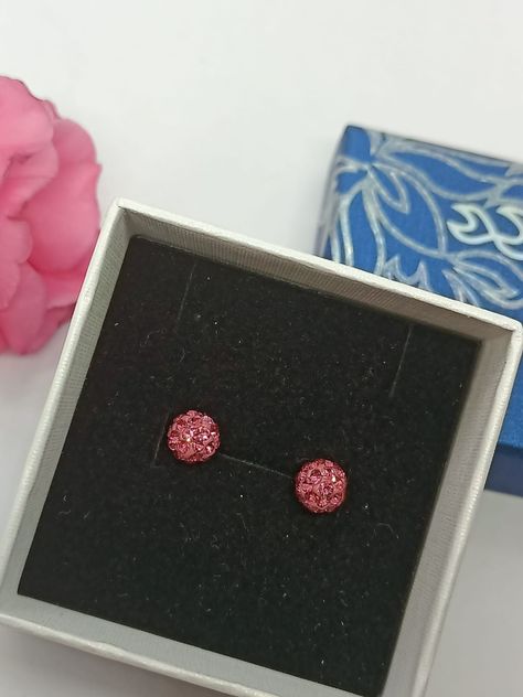 Aros Punto Luz Acero Bola De Fuego Rosa-1