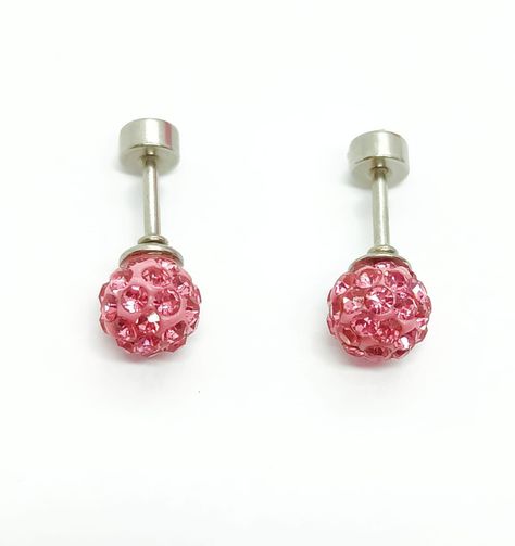 Aros Punto Luz Acero Bola De Fuego Rosa-0