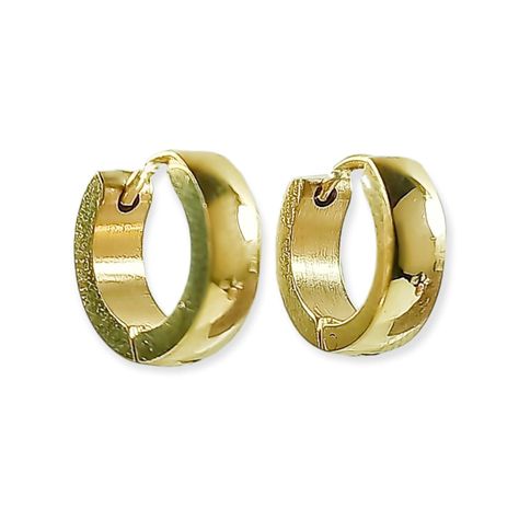 Pack De 2 Argollas Lisas Chunky Huggies Chapadas En Oro 18k-3