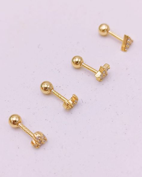 Pack 4 Aros Piercing Oreja Trendy Plata 925 Chapado En Oro-6
