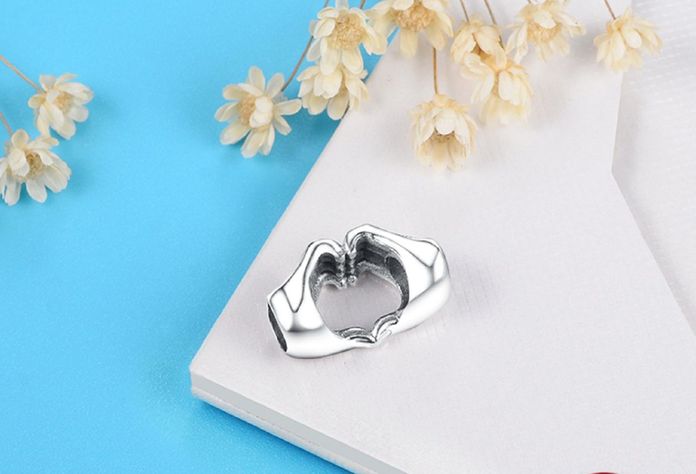 Charm dije abalorio plata 925 mano corazón -3