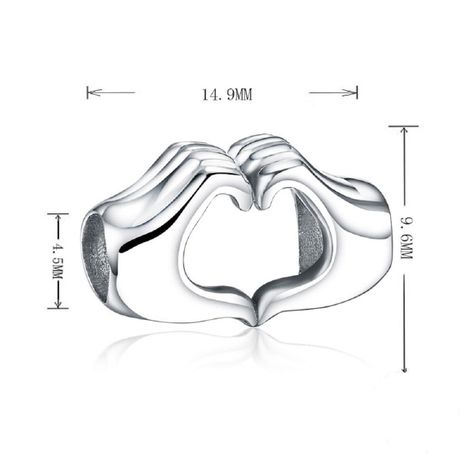 Charm dije abalorio plata 925 mano corazón -4