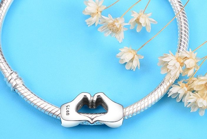 Charm dije abalorio plata 925 mano corazón -5