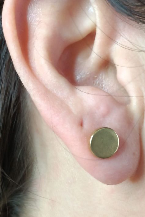 Aros Redondos 8mm Barbell Moda Punk Rock Chapados En Oro 18k-2