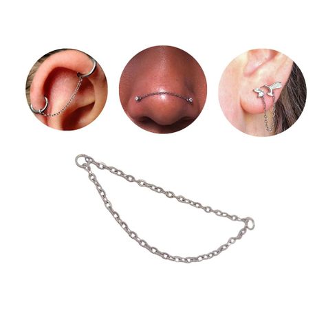 Cadena Piercing Nasal Conectora Doble F136 G23 Titanio-0
