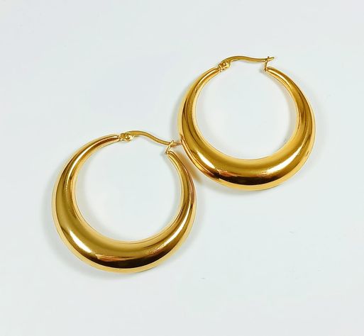 Argolla Aros Bote Minimalista Chunky Redondo Chapado En Oro 18kl-6