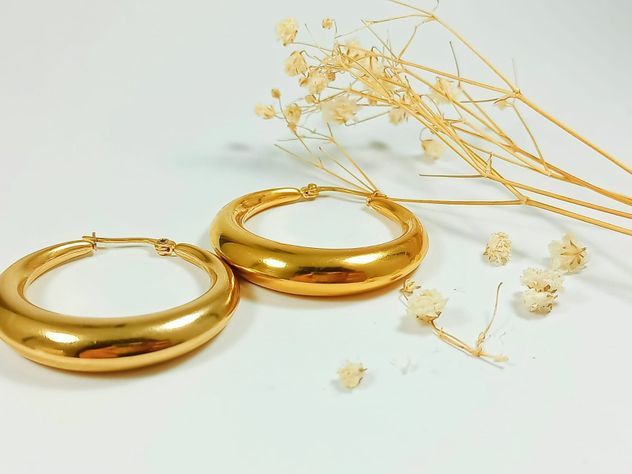 Argolla Aros Bote Minimalista Chunky Redondo Chapado En Oro 18kl-3