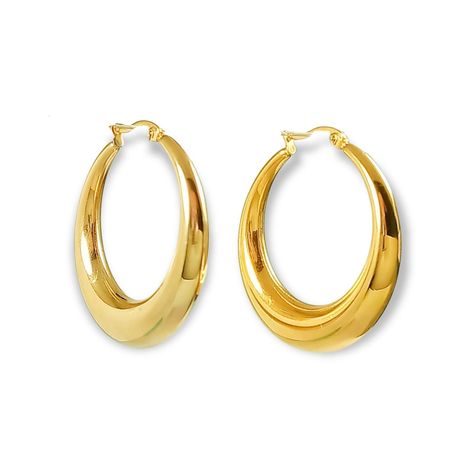 Argolla Aros Bote Minimalista Chunky Redondo Chapado En Oro 18kl-0