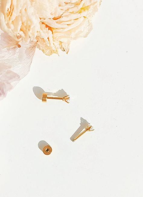 Aros Puntos De Luz Zirconio de 3mm Cuadrado Chapados en oro 18kl-5