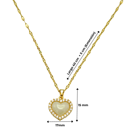 Colgante Corazon Zirconias Blanco Amor Chapado En Oro 18k-3