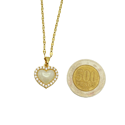 Colgante Corazon Zirconias Blanco Amor Chapado En Oro 18k-4