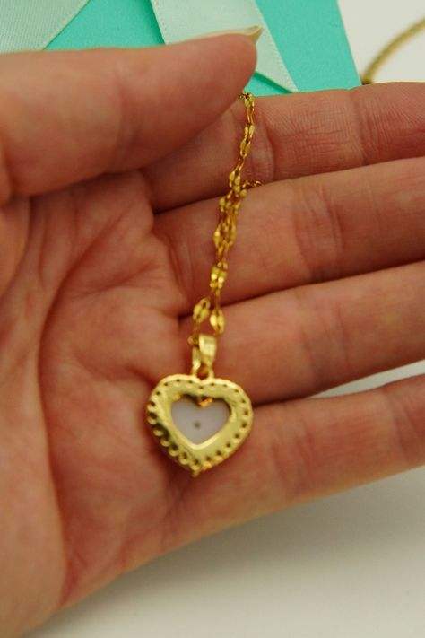 Colgante Corazon Zirconias Blanco Amor Chapado En Oro 18k-7