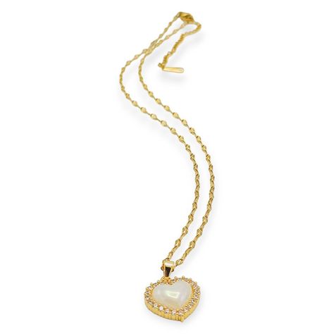Colgante Corazon Zirconias Blanco Amor Chapado En Oro 18k-8