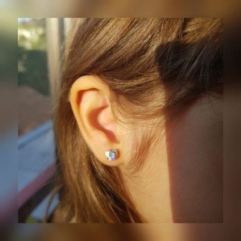 Aros de seguridad Punto de Luz Corazón Hipoalergénicos zirconio tornasol 5mm-5