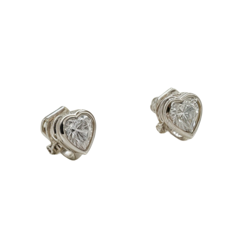 Aros Sin Perforacion corazon punto de luz chapado en plata-9