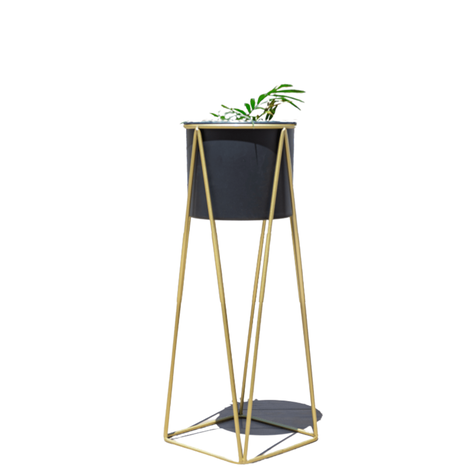 Pedestal Gala dorado con maceta negra M-0