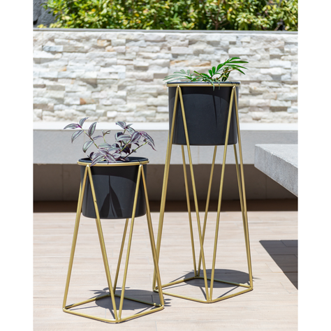 Pedestal Gala dorado con maceta negra M-1