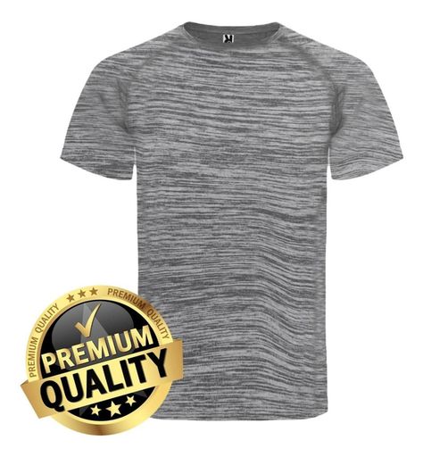 Polera Deportiva De Poliéster Manga Corta Jaspeado - Gris-0