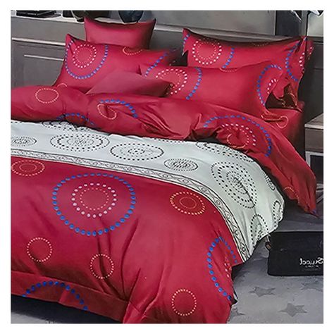 Sabana 800 Hilos 2.0 Plazas Estilo Americano Rojo Circulo-0