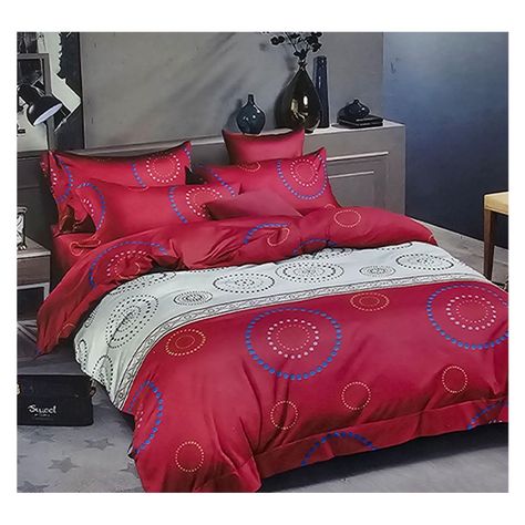 Sabana 800 Hilos 2.0 Plazas Estilo Americano Rojo Circulo-1